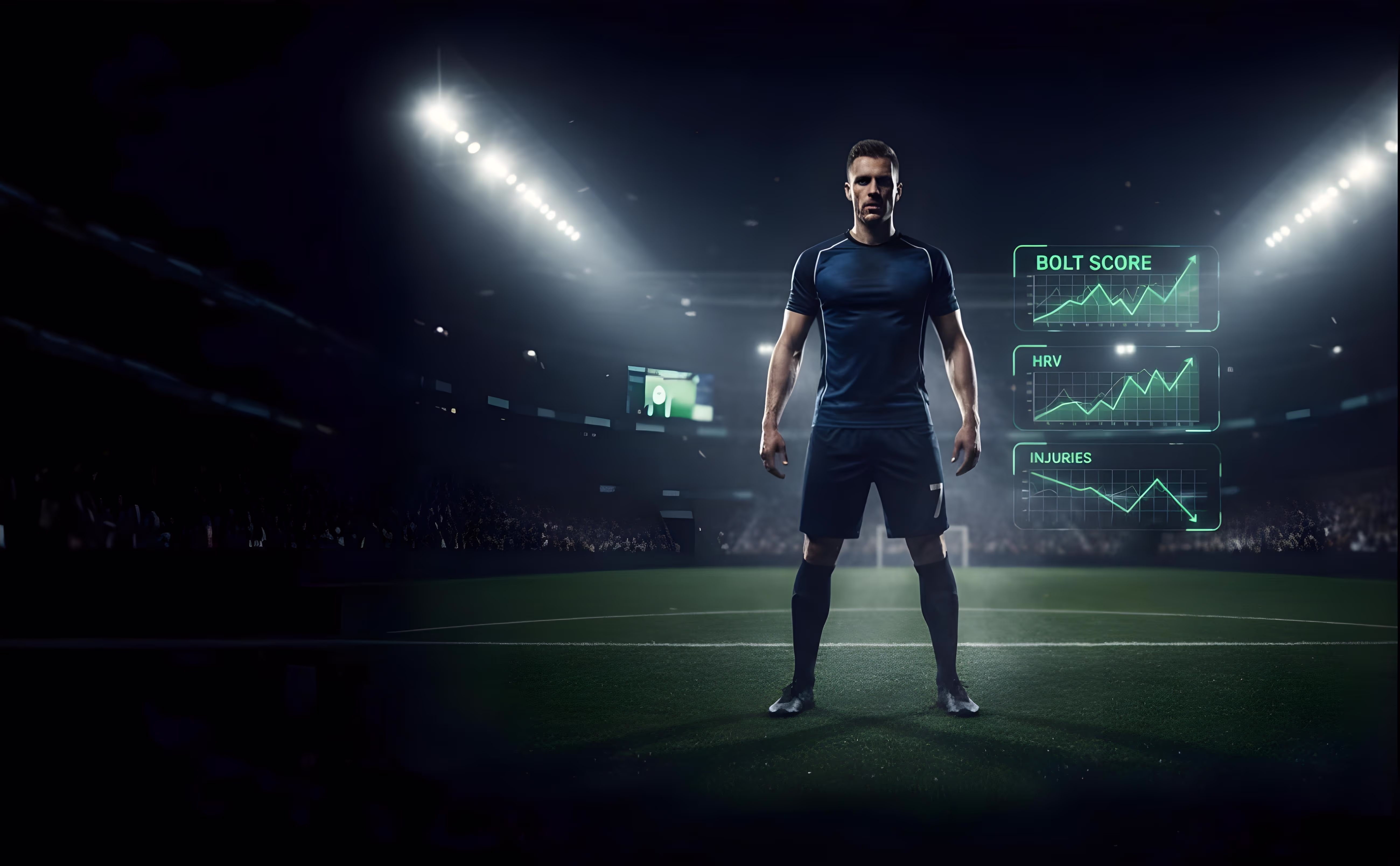 Elite athlete breathing training on stadium pitch